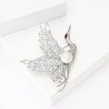 Copper Zircon Crane Brooch For Artistic Women's Suit Decoration view 3