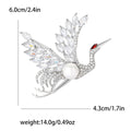 Copper Zircon Crane Brooch For Artistic Women's Suit Decoration view 4