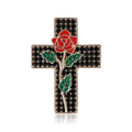 Alloy Rhinestone Cross Rose Brooch For Women's Apparel Decoration view 5