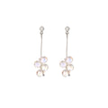 Elegant Korean Style Alloy Long Drop Stud With Transparent Faceted Crystal Bead Cluster Earrings view 5
