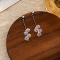 Elegant Korean Style Alloy Long Drop Stud With Transparent Faceted Crystal Bead Cluster Earrings view 1