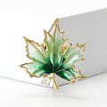 Copper Zircon Maple Leaf Brooch Pin For Women Apparel Decoration view 2
