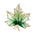 Copper Zircon Maple Leaf Brooch Pin For Women Apparel Decoration view 5