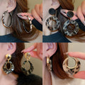 Chic Acrylic Leopard Print Star Hoop Earrings With Gold Plated Geometric Dangle And Silver Pins view 4