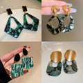 Chic Acrylic Leopard Print Star Hoop Earrings With Gold Plated Geometric Dangle And Silver Pins view 3