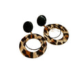 Chic Acrylic Leopard Print Star Hoop Earrings With Gold Plated Geometric Dangle And Silver Pins view 5