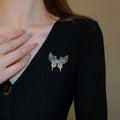 Gold Plated French Colorful Faux Pearl Zircon Butterfly Brooch With Elegant Luxury Style view 3