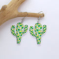 Creative Acrylic Cactus Dangle Design, Colorful Checker Cow Print Statement Drop Earrings view 4