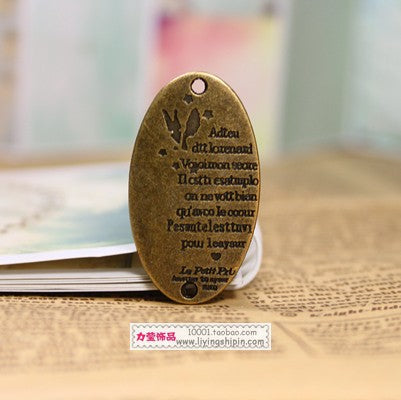 Alloy Oval Letter Charm Pendant 35x20mm for DIY Jewelry