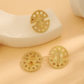 European Exaggerated Geometric Hollow Round Ring Earrings Irregular Metal Two Piece Set view 3