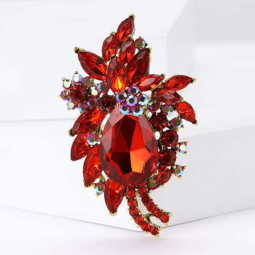 Alloy Rhinestone Bauhinia Flower Brooch Pin For Women's Clothing