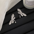 Luxury Double Layer Dragonfly Leaf Shape Rhinestone Alloy Stud Earrings For Women Elegant Fashion Earrings view 4