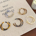 Chic Leopard Print Amber Acetate Hoop Earrings, Geometric Retro Hong Kong Style Colorful Jewelry view 2