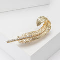 Alloy Rhinestone Feather Brooch Pin For Women's Suits And Coats view 3