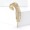 Alloy Rhinestone Feather Brooch Pin For Women's Suits And Coats view 2