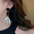 New Chinese Style Faux Pearl Teardrop Tassel Drop Earrings With Silver Pin view 3