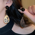 New Chinese Style Faux Pearl Teardrop Tassel Drop Earrings With Silver Pin view 1