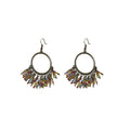Bohemian Faux Leather Floral Tassel Drop Earrings Vintage Ethnic Beaded Long Vacation Jewelry view 5