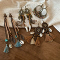 Bohemian Faux Leather Floral Tassel Drop Earrings Vintage Ethnic Beaded Long Vacation Jewelry view 1
