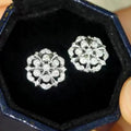 Hollow Flower Micro Paved Stud Earrings For Women, Pastoral Elegant Fashion Ear Jewelry view 3