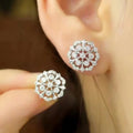 Hollow Flower Micro Paved Stud Earrings For Women, Pastoral Elegant Fashion Ear Jewelry view 2