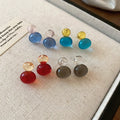 Dopamine Color Contrast Translucent Resin Gourd Stud Earrings, Korean Fresh Geometric Jewelry view 3