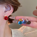 Dopamine Color Contrast Translucent Resin Gourd Stud Earrings, Korean Fresh Geometric Jewelry view 2