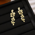 Elegant French Light Luxury Gold Alloy Cascading Orchid Flower Petal Drop Dangle Stud Earrings view 3