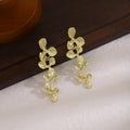 Elegant French Light Luxury Gold Alloy Cascading Orchid Flower Petal Drop Dangle Stud Earrings view 1