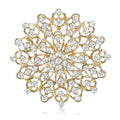 Alloy Rhinestone Hollow Flower Brooch Pin For Elegant Apparel Decoration view 1