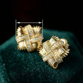 Woven Cross Stud Earrings For Women, Micro Paved Light Luxury French Style Fashion Ear Jewelry view 4