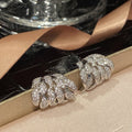 Leaf Stud Earrings For Women With Sparkling Micro Pave Zircon, Elegant Light Luxury Jewelry view 1