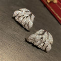 Leaf Stud Earrings For Women With Sparkling Micro Pave Zircon, Elegant Light Luxury Jewelry view 2