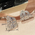 Leaf Stud Earrings For Women With Sparkling Micro Pave Zircon, Elegant Light Luxury Jewelry view 4