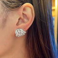 Leaf Stud Earrings For Women With Sparkling Micro Pave Zircon, Elegant Light Luxury Jewelry view 3