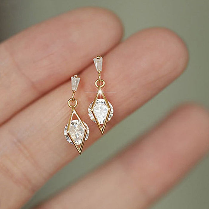 Geometric Design Drop Earrings For Women French Simple Round Zircon Dangle Earrings Fashion Jewelry