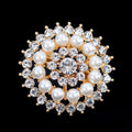 Black Silver Tone Sunflower Crystal Pearl Look Metal Brooch Pin view 3