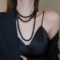 French Light Luxury Extra Long Layered Faux Pearl Round Bead Collarbone Necklace view 4