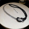 Y2K Black White Faux Crystal Alloy Necklace With Geometric Rope Knot Design Sweet Cool Choker view 4