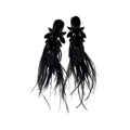 Dark Sweet Cool Alloy Rhinestone Flower Feather Long Tassel Drop Earrings view 5
