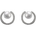 Elegant Faux Pearl Stud Earrings For Women, Circle Design Micro Paved Zircon Fashion Ear Jewelry view 5