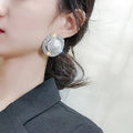 Elegant Faux Pearl Hoop Earrings With Micro Pave Zircon, French Style Trendy Women's Ear Jewelry view 3