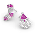 Christmas Asymmetric Cute Stud Earrings For Women, Micro Paved Zircon Festive Fashion Jewelry view 5
