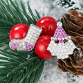 Christmas Asymmetric Cute Stud Earrings For Women, Micro Paved Zircon Festive Fashion Jewelry view 2