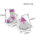 Christmas Asymmetric Cute Stud Earrings For Women, Micro Paved Zircon Festive Fashion Jewelry view 4