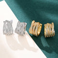 Multi Layer Cross Line Stud Earrings With Multi Hoop Rhinestone Inlay, Elegant Banquet Jewelry view 2
