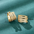 Multi Layer Cross Line Stud Earrings With Multi Hoop Rhinestone Inlay, Elegant Banquet Jewelry view 4