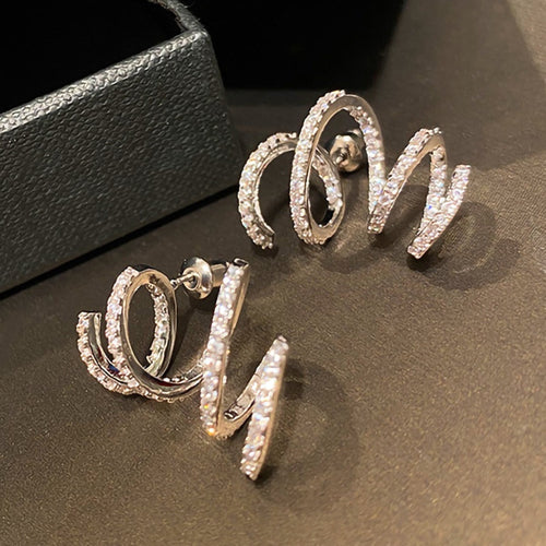 Micro Pave Hoop Stud Earrings For Women, Niche Elegant Fashion Designer Internet Celebrity Ear Jewelry