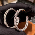 Fashion Geometric Large Hoop Earrings For Women, Trendy Inlaid Round Circle Dangle Ear Jewelry view 5