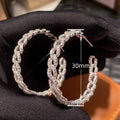 Fashion Geometric Large Hoop Earrings For Women, Trendy Inlaid Round Circle Dangle Ear Jewelry view 4